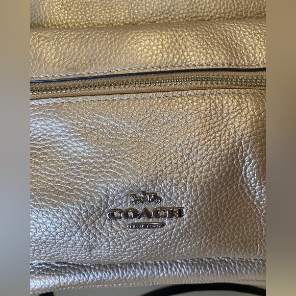 Coach Crome Metallic Taupe Backpack Pebbled Leather Excellent Condition - Picture 6 of 14